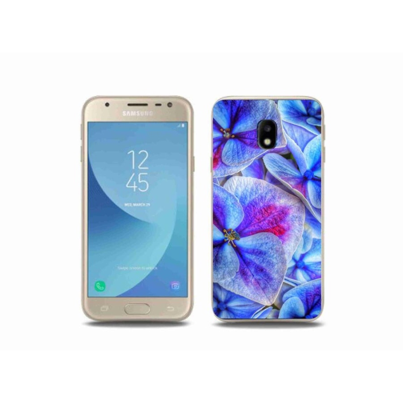 Gelový kryt mmCase na mobil Samsung Galaxy J3 (2017) - modré květy 1
