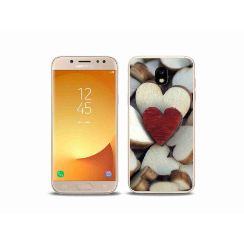 Gelový kryt mmCase na mobil Samsung Galaxy J5 (2017) - gravírované červené srdce