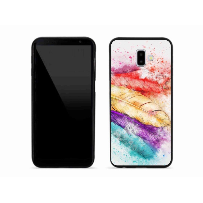 Gelový kryt mmCase na mobil Samsung Galaxy J6 Plus - barevné peří