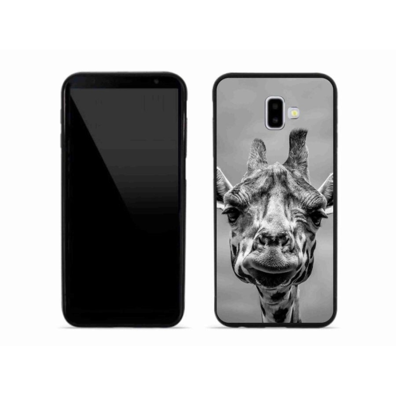 Gelový kryt mmCase na mobil Samsung Galaxy J6 Plus - černobílá žirafa