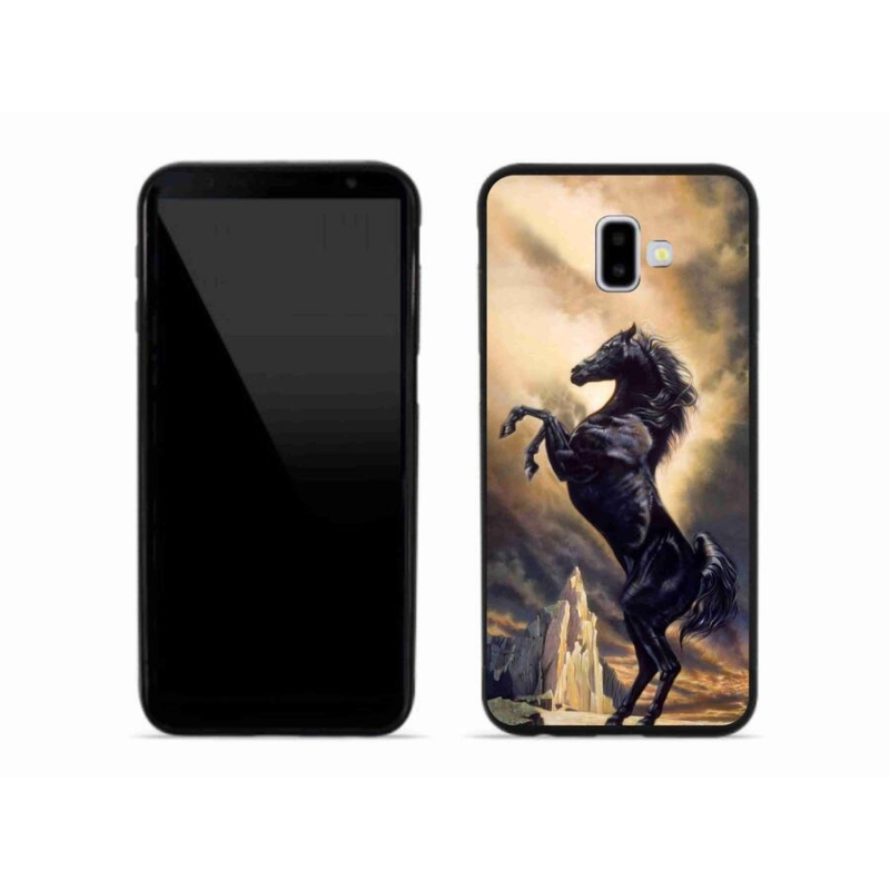 Gelový kryt mmCase na mobil Samsung Galaxy J6 Plus - černý kreslený kůň