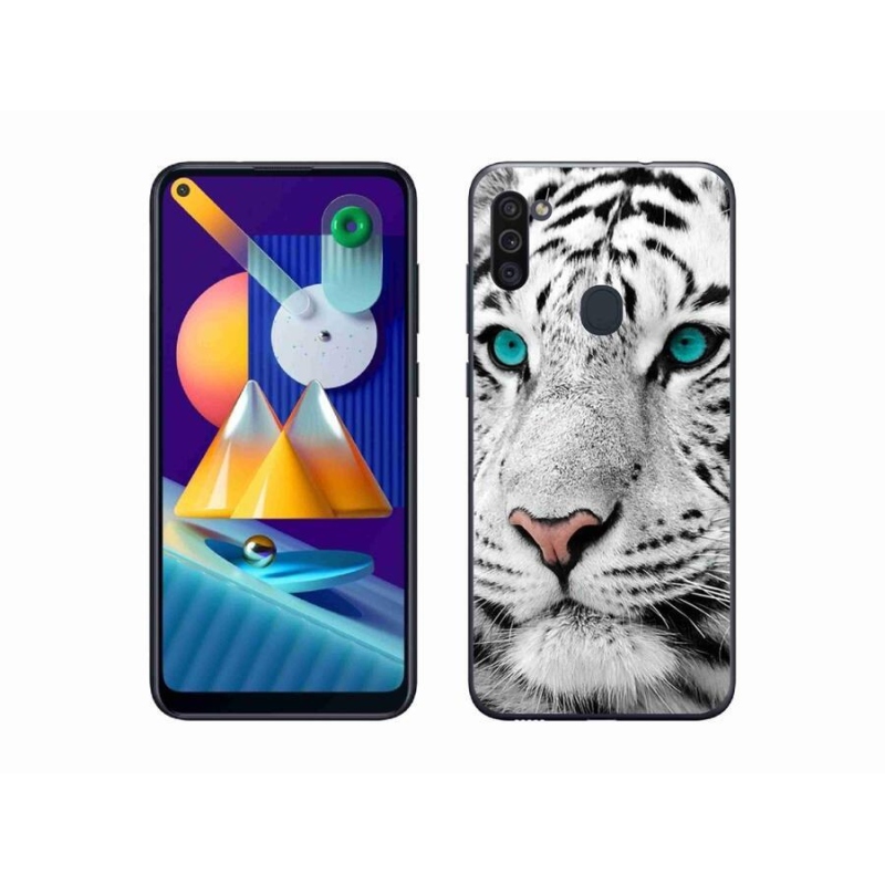 Gelový kryt mmCase na mobil Samsung Galaxy M11 - bílý tygr