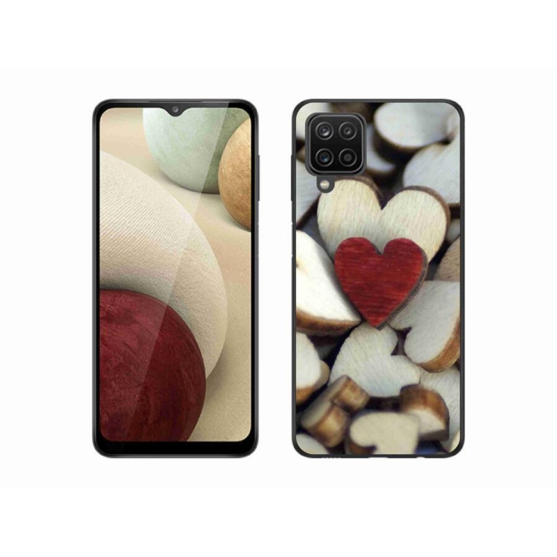 Gelový kryt mmCase na mobil Samsung Galaxy M12 - gravírované červené srdce
