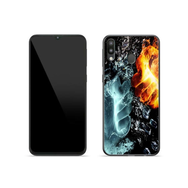 Gelový kryt mmCase na mobil Samsung Galaxy M20 - voda a oheň