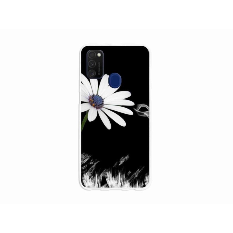 Gelový kryt mmCase na mobil Samsung Galaxy M21 - bílá květina