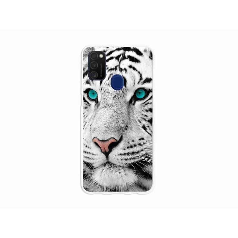Gelový kryt mmCase na mobil Samsung Galaxy M21 - bílý tygr