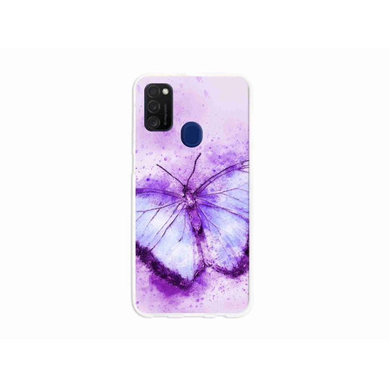 Gelový kryt mmCase na mobil Samsung Galaxy M21 - fialový motýl