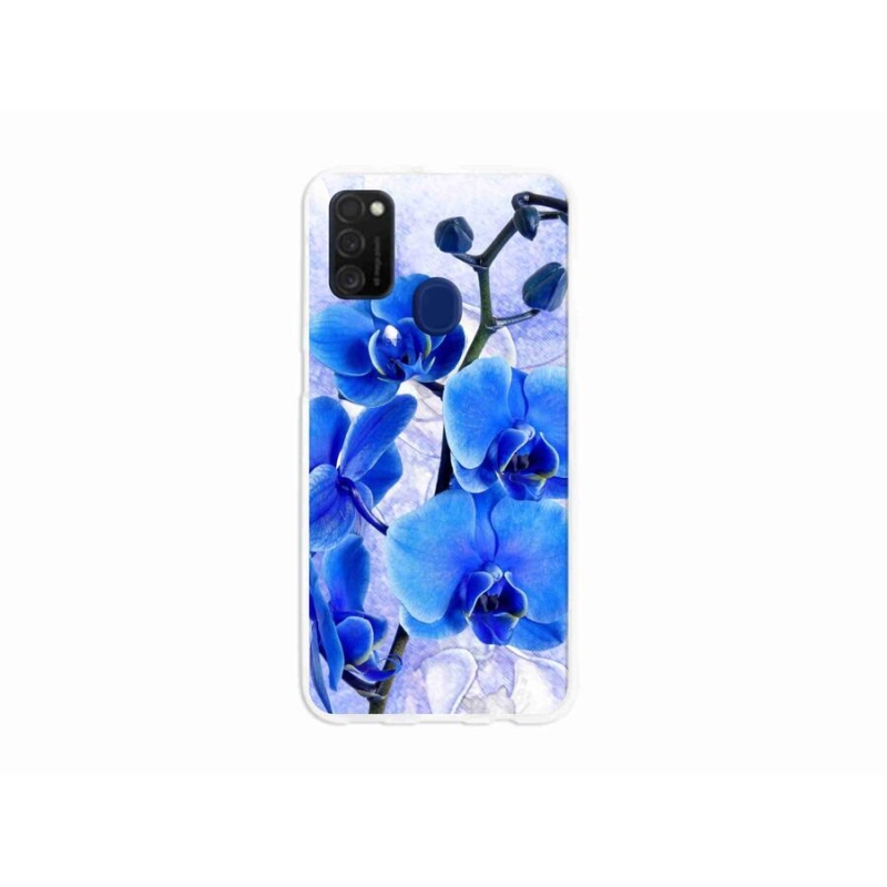 Gelový kryt mmCase na mobil Samsung Galaxy M21 - modré květy