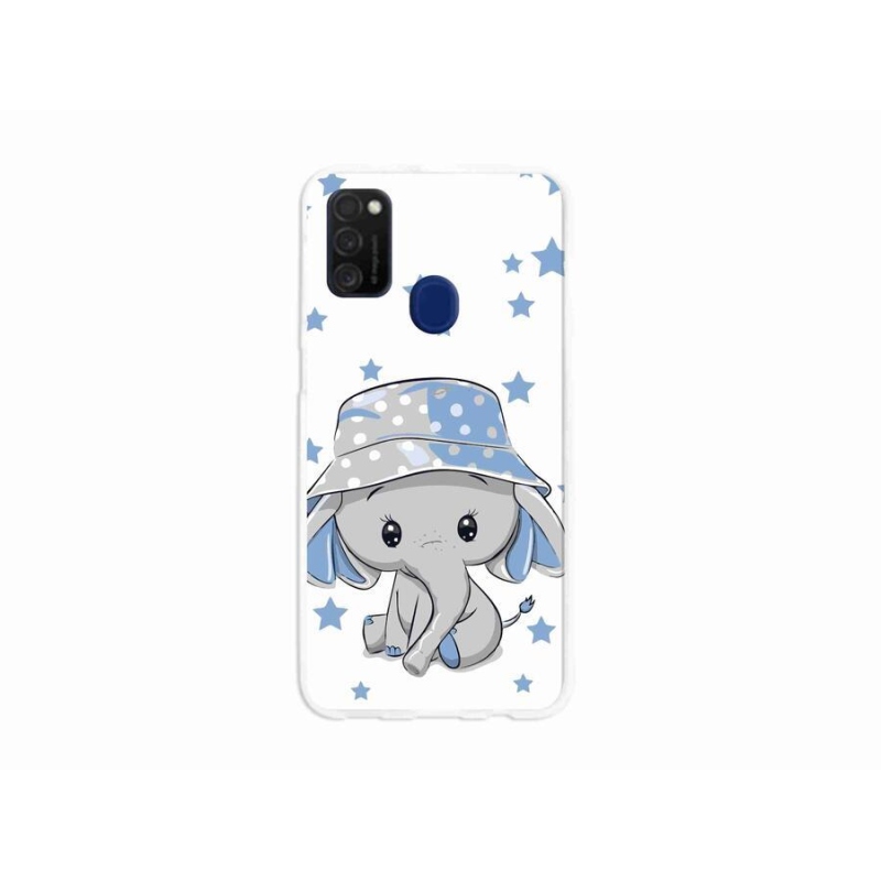 Gelový kryt mmCase na mobil Samsung Galaxy M21 - modrý slon
