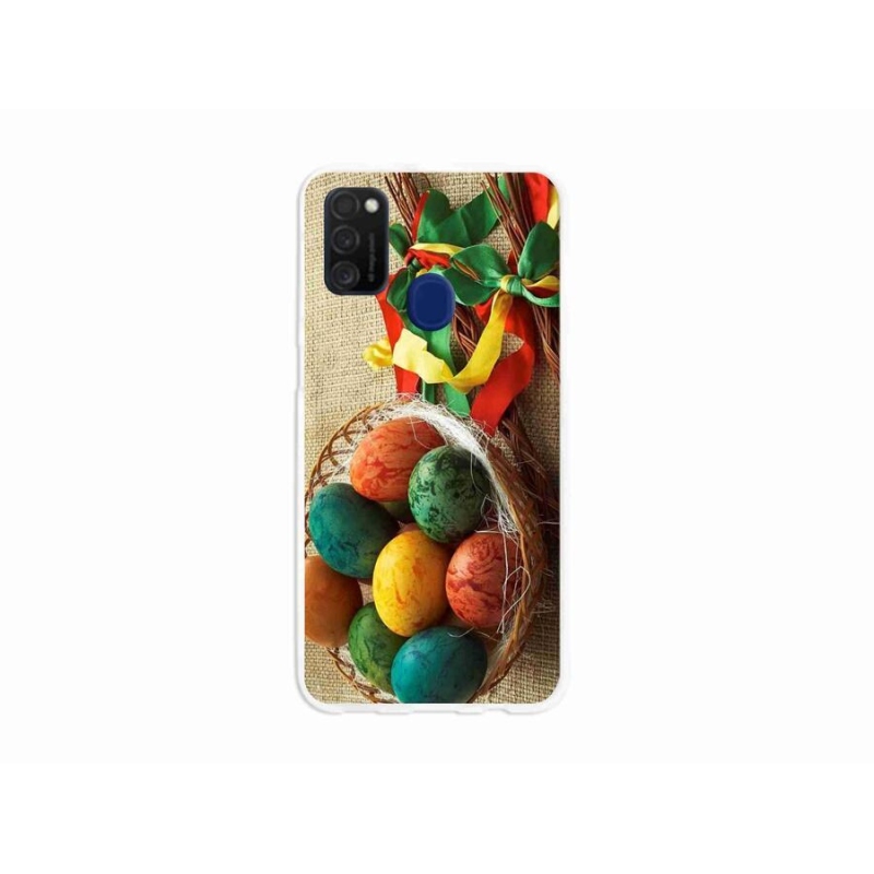 Gelový kryt mmCase na mobil Samsung Galaxy M21 - pomlázky a vajíčka