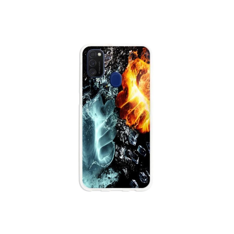 Gelový kryt mmCase na mobil Samsung Galaxy M21 - voda a oheň