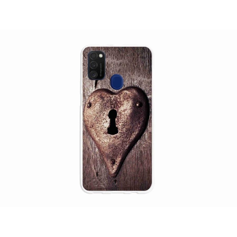 Gelový kryt mmCase na mobil Samsung Galaxy M21 - zámek ve tvaru srdce