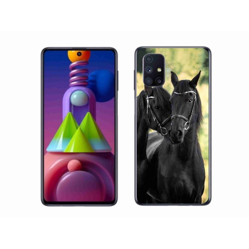 Gelový kryt mmCase na mobil Samsung Galaxy M51 - dva černí koně