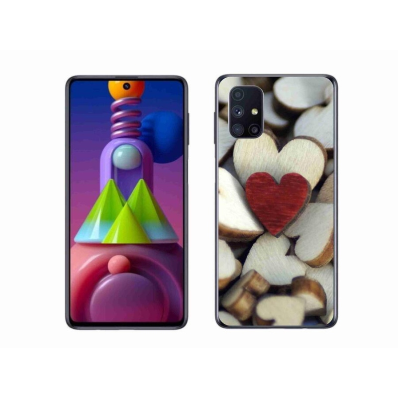 Gelový kryt mmCase na mobil Samsung Galaxy M51 - gravírované červené srdce