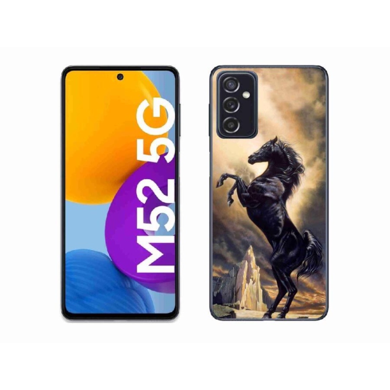 Gelový kryt mmCase na mobil Samsung Galaxy M52 5G - černý kreslený kůň
