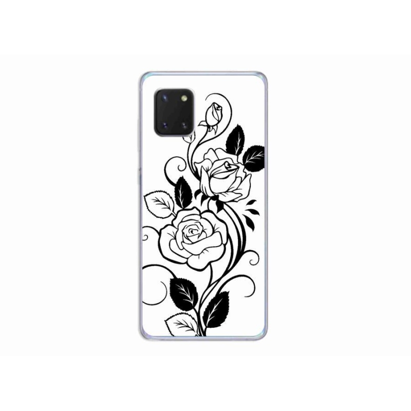Gelový kryt mmCase na mobil Samsung Galaxy Note 10 Lite - černobílá růže