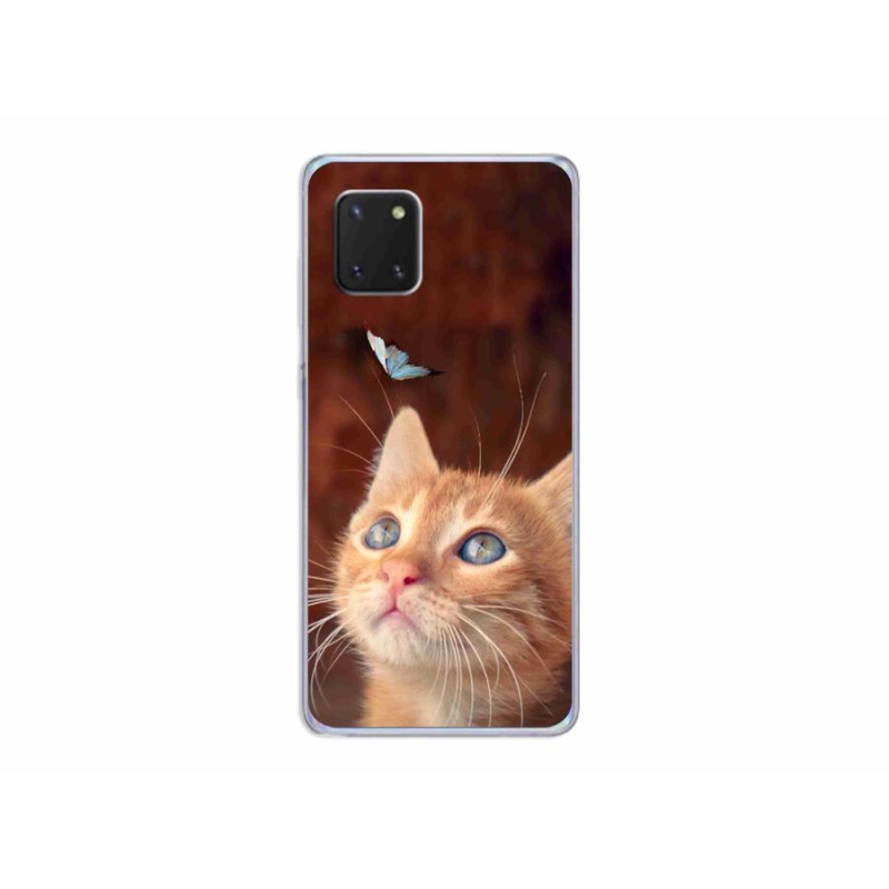 Gelový kryt mmCase na mobil Samsung Galaxy Note 10 Lite - motýl a kotě