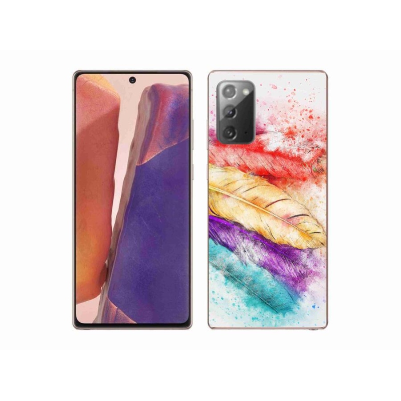 Gelový kryt mmCase na mobil Samsung Galaxy Note 20/Note 20 5G - barevné peří
