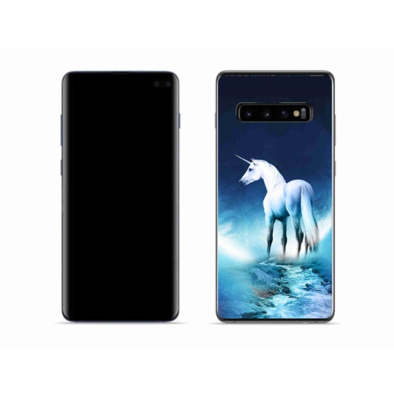 Gelový kryt mmCase na mobil Samsung Galaxy S10 - bílý jednorožec