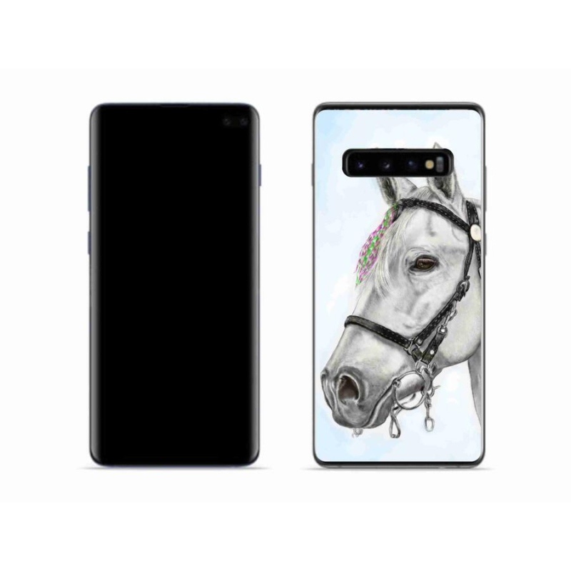 Gelový kryt mmCase na mobil Samsung Galaxy S10 - bílý kůň 1