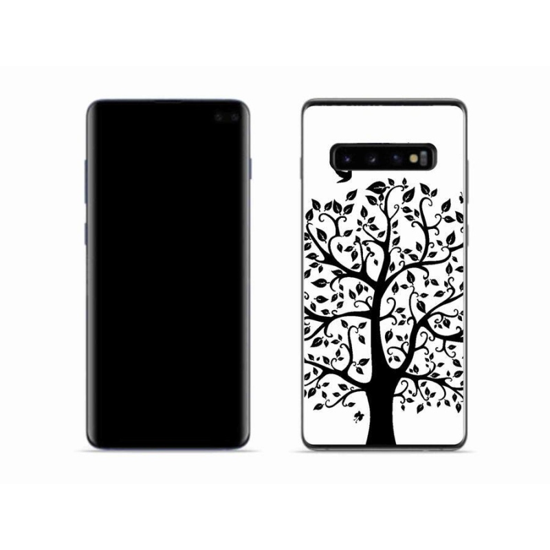 Gelový kryt mmCase na mobil Samsung Galaxy S10 - černobílý strom