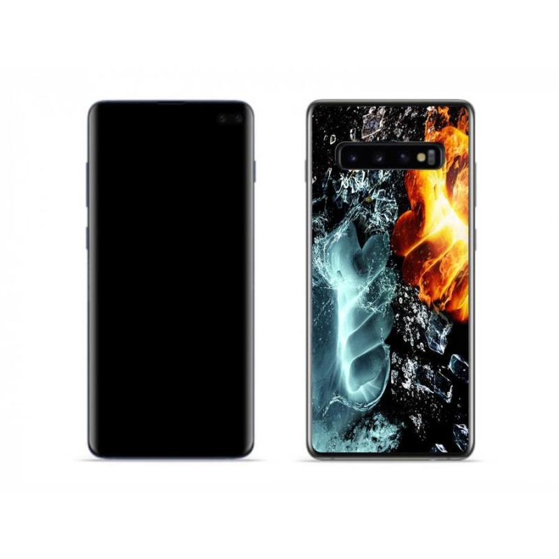 Gelový kryt mmCase na mobil Samsung Galaxy S10 - voda a oheň