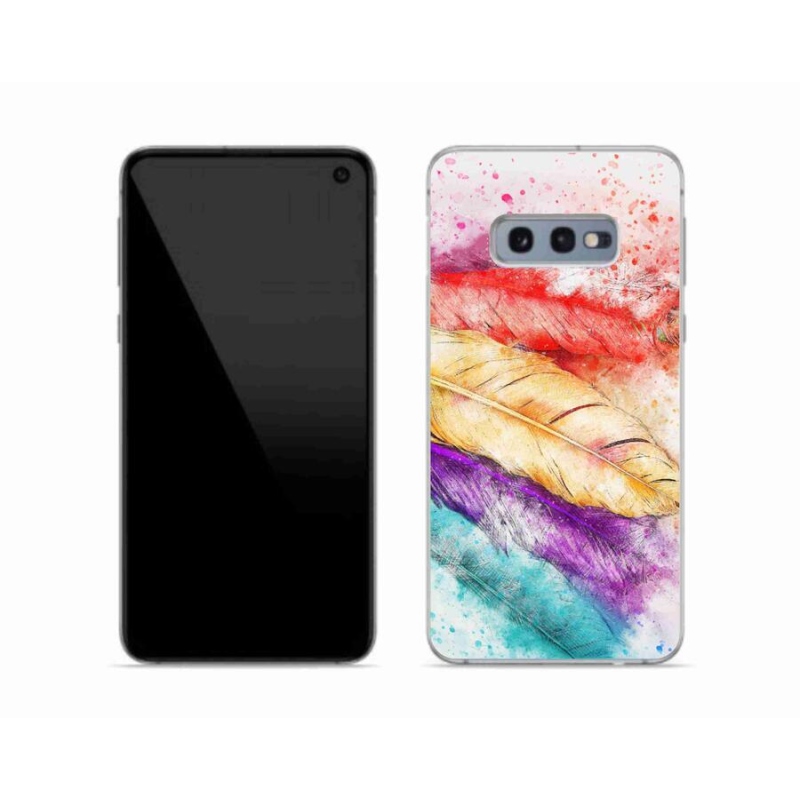 Gelový kryt mmCase na mobil Samsung Galaxy S10e - barevné peří