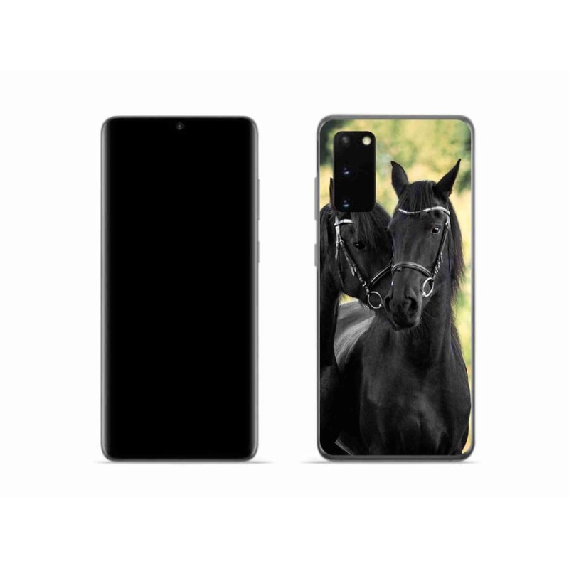 Gelový kryt mmCase na mobil Samsung Galaxy S20 - dva černí koně
