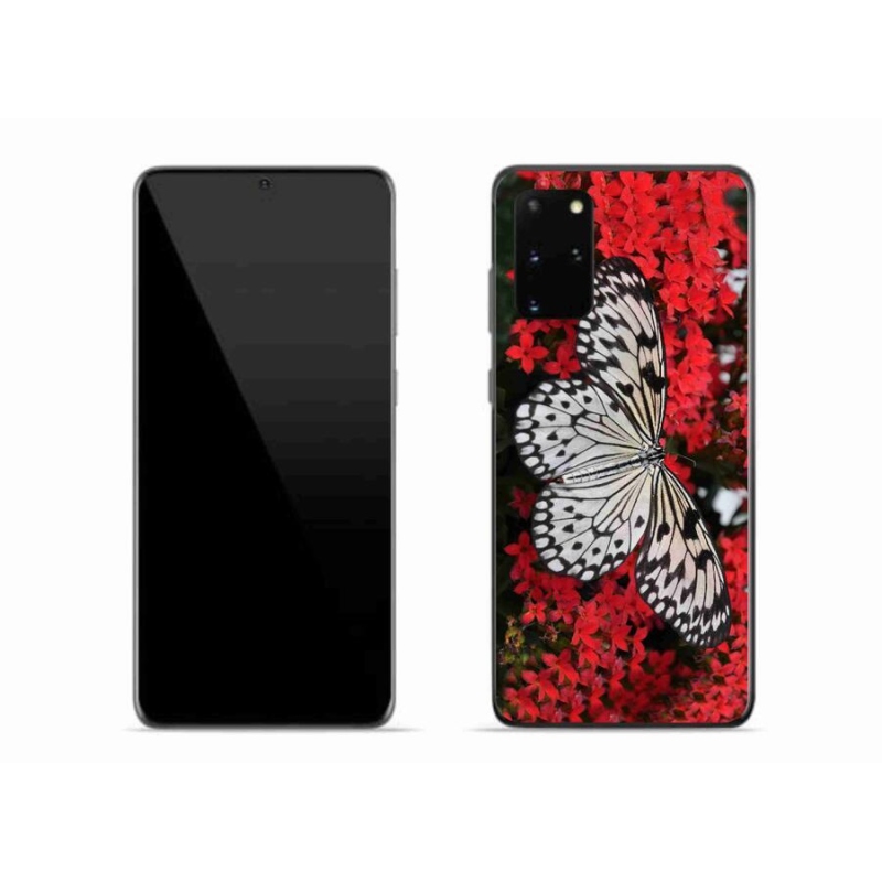Gelový kryt mmCase na mobil Samsung Galaxy S20 Plus - černobílý motýl 1