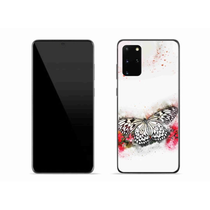 Gelový kryt mmCase na mobil Samsung Galaxy S20 Plus - černobílý motýl