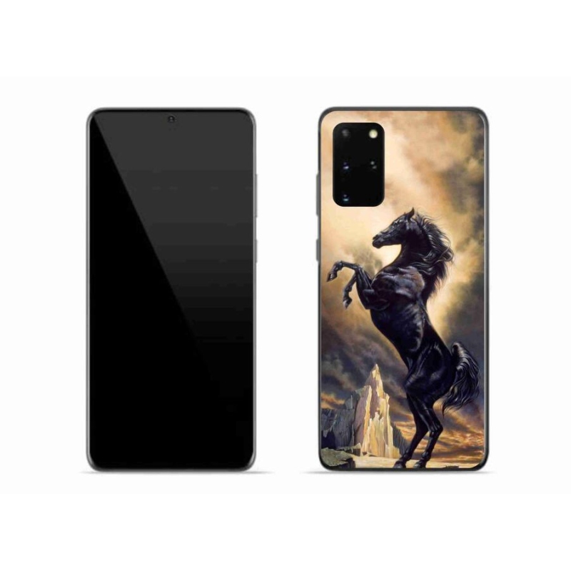 Gelový kryt mmCase na mobil Samsung Galaxy S20 Plus - černý kreslený kůň