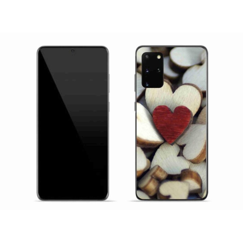 Gelový kryt mmCase na mobil Samsung Galaxy S20 Plus - gravírované červené srdce