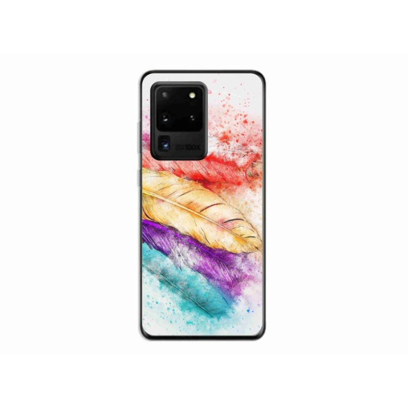 Gelový kryt mmCase na mobil Samsung Galaxy S20 Ultra - barevné peří