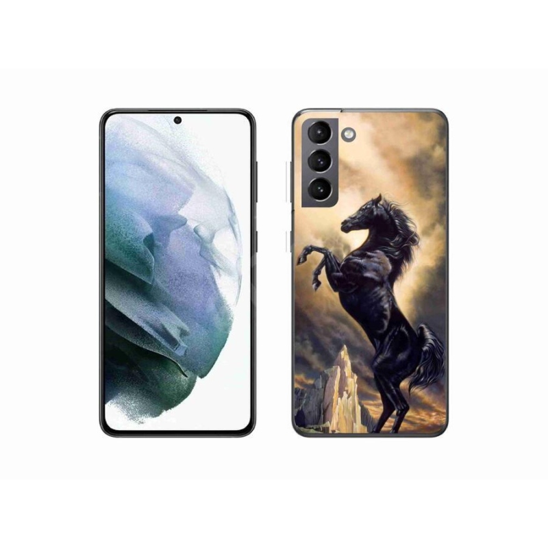 Gelový kryt mmCase na mobil Samsung Galaxy S21 - černý kreslený kůň