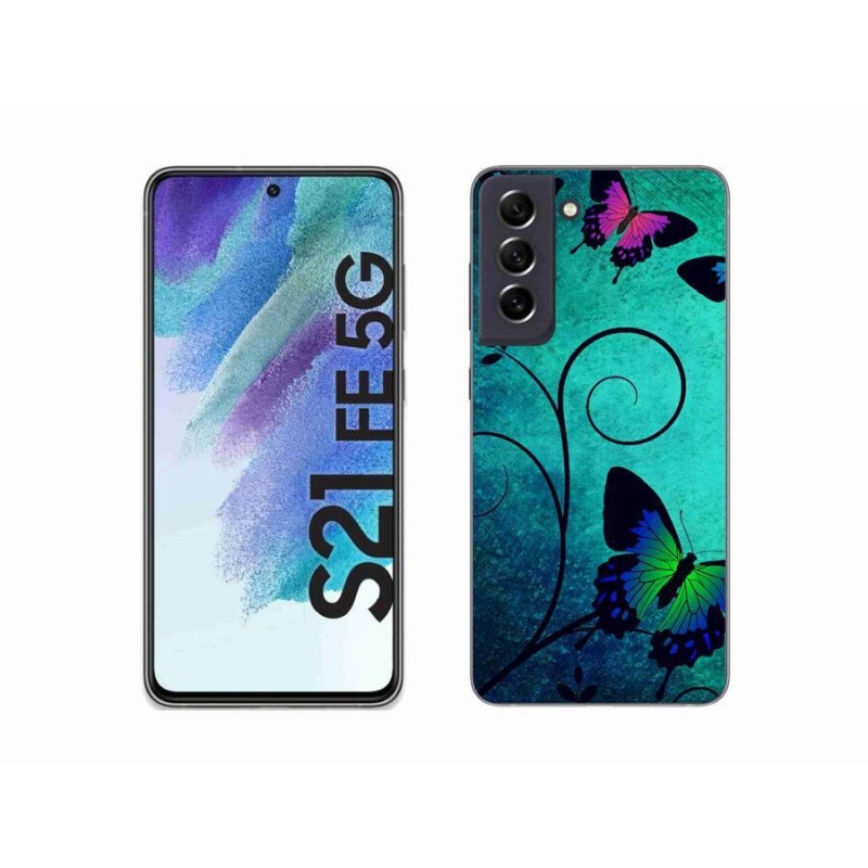 Gelový kryt mmCase na mobil Samsung Galaxy S21 FE 5G - barevní motýli