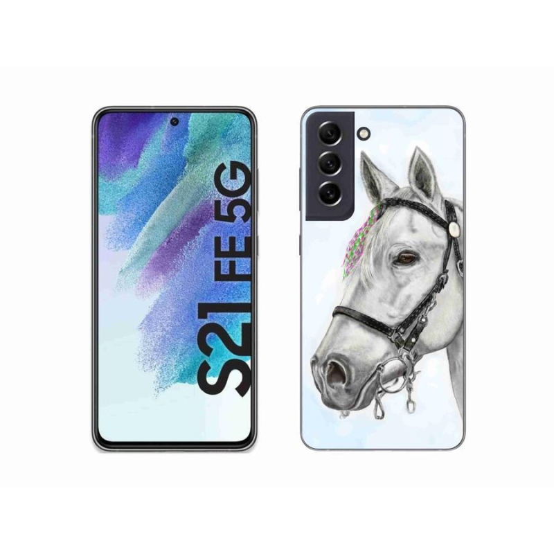 Gelový kryt mmCase na mobil Samsung Galaxy S21 FE 5G - bílý kůň 1