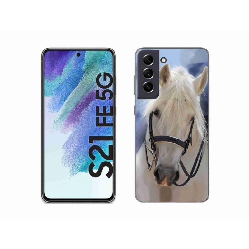 Gelový kryt mmCase na mobil Samsung Galaxy S21 FE 5G - bílý kůň