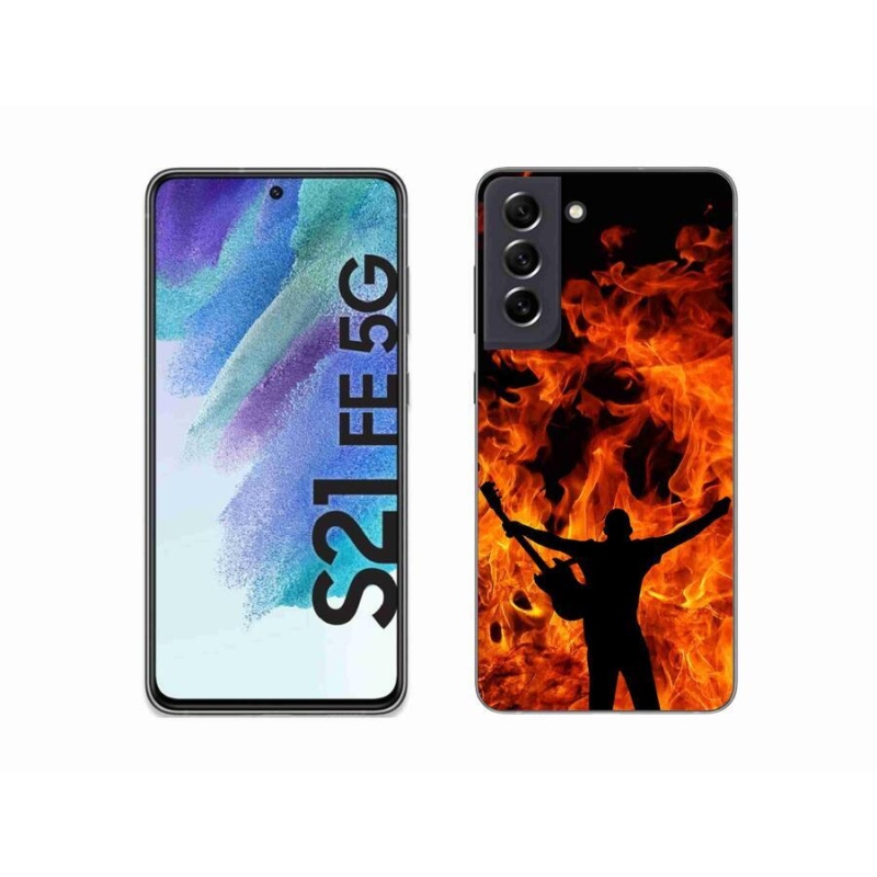 Gelový kryt mmCase na mobil Samsung Galaxy S21 FE 5G - muzikant a oheň