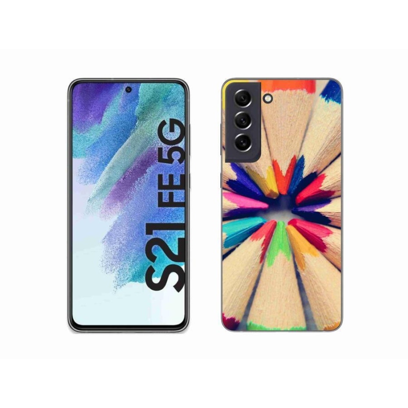 Gelový kryt mmCase na mobil Samsung Galaxy S21 FE 5G - pastelky