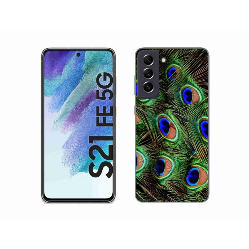 Gelový kryt mmCase na mobil Samsung Galaxy S21 FE 5G - paví peří
