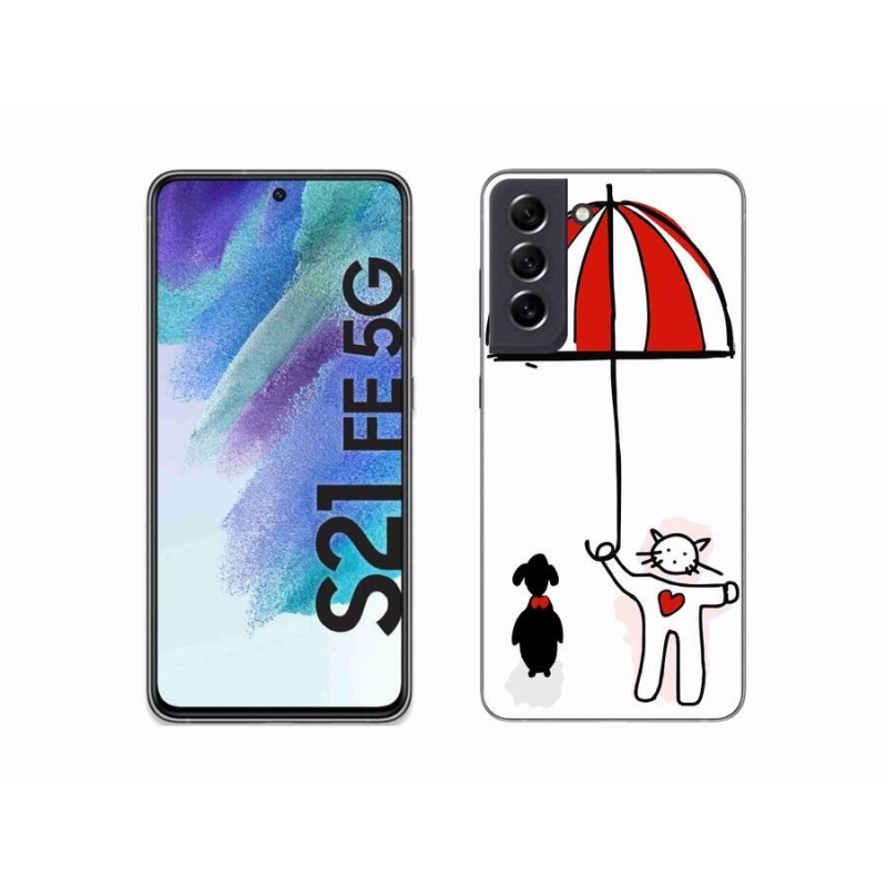 Gelový kryt mmCase na mobil Samsung Galaxy S21 FE 5G - pejsek a kočička