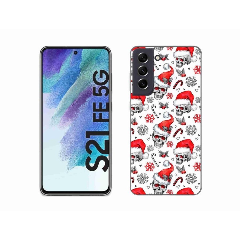 Gelový kryt mmCase na mobil Samsung Galaxy S21 FE 5G - vánoční lebky