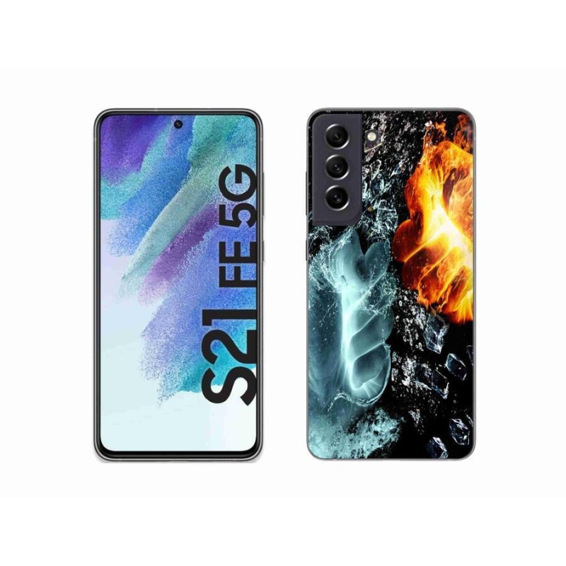 Gelový kryt mmCase na mobil Samsung Galaxy S21 FE 5G - voda a oheň