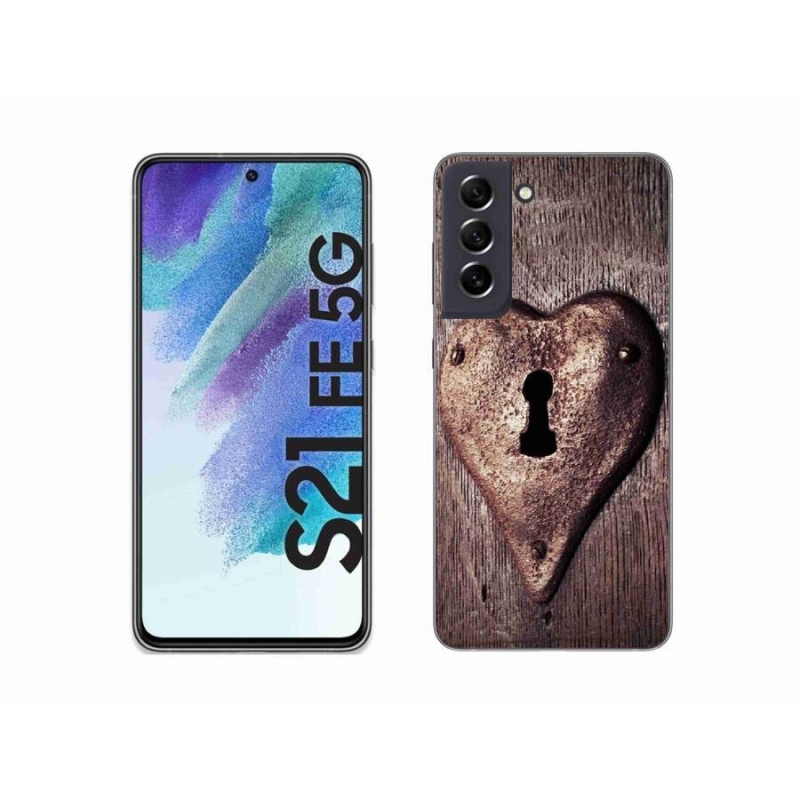 Gelový kryt mmCase na mobil Samsung Galaxy S21 FE 5G - zámek ve tvaru srdce