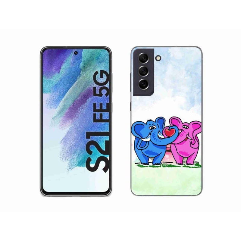 Gelový kryt mmCase na mobil Samsung Galaxy S21 FE 5G - zamilovaní sloni