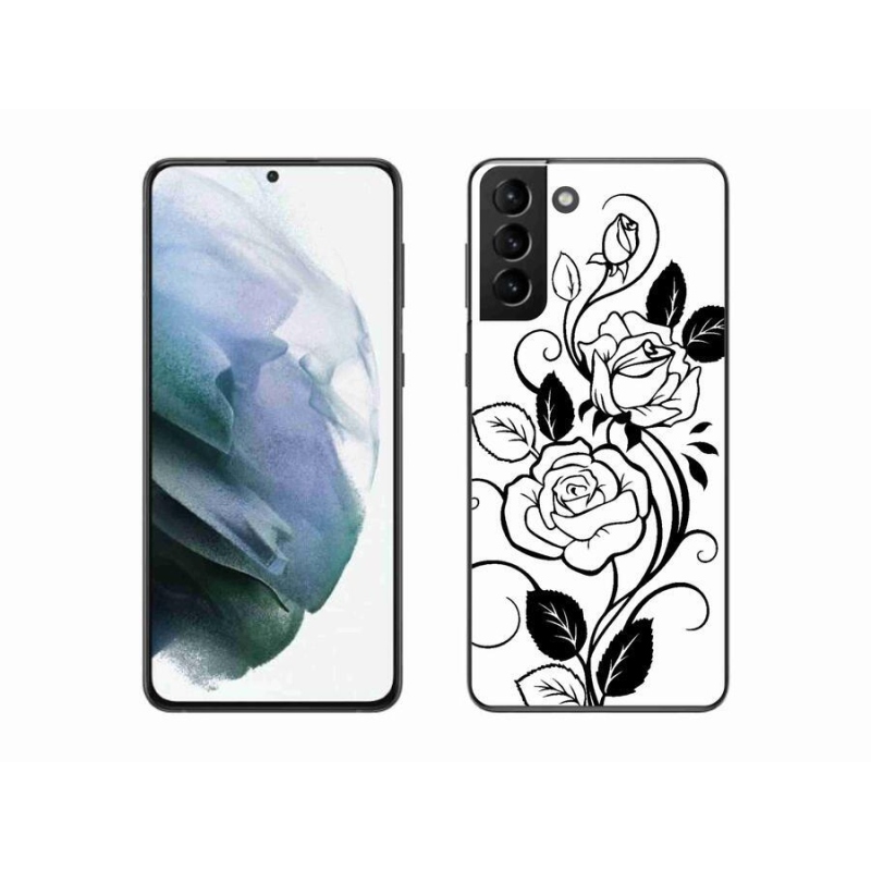 Gelový kryt mmCase na mobil Samsung Galaxy S21 Plus - černobílá růže