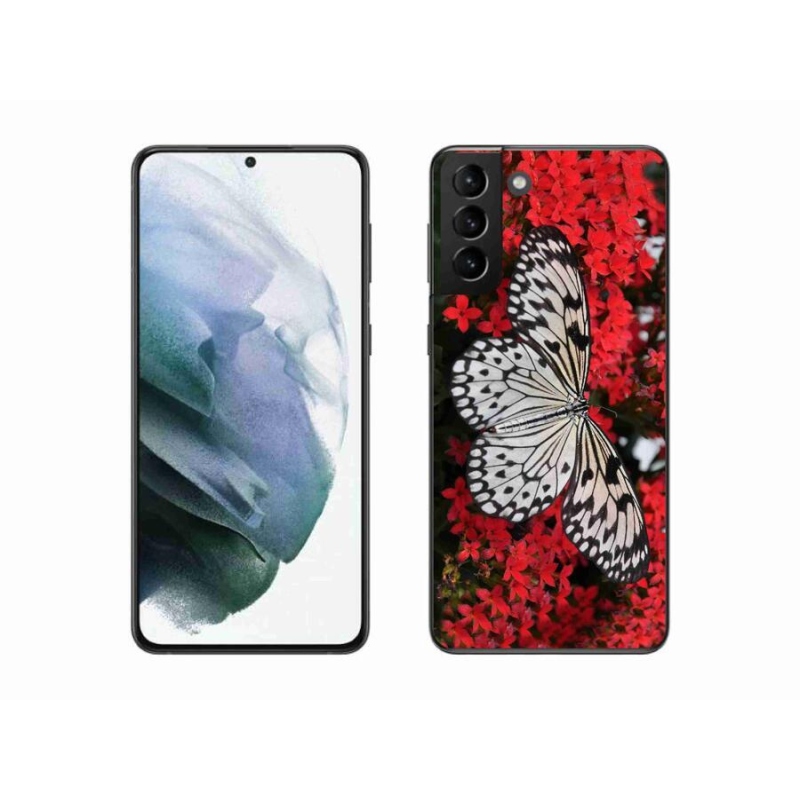 Gelový kryt mmCase na mobil Samsung Galaxy S21 Plus - černobílý motýl 1