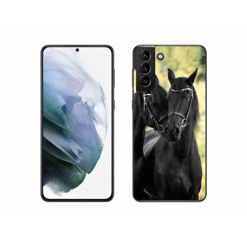 Gelový kryt mmCase na mobil Samsung Galaxy S21 Plus - dva černí koně