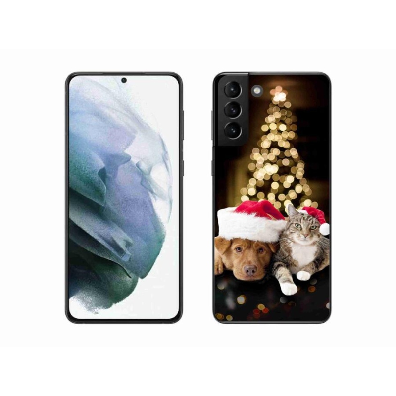 Gelový kryt mmCase na mobil Samsung Galaxy S21 Plus - vánoční pes a kočka