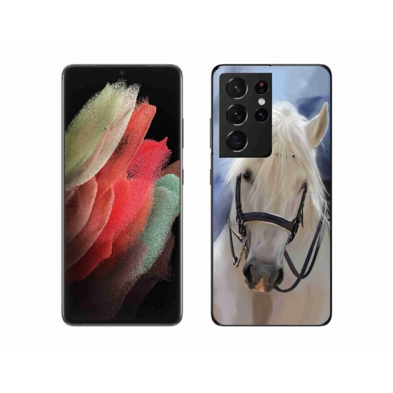 Gelový kryt mmCase na mobil Samsung Galaxy S21 Ultra 5G - bílý kůň